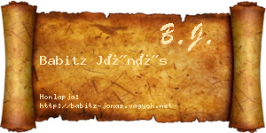 Babitz Jónás névjegykártya
